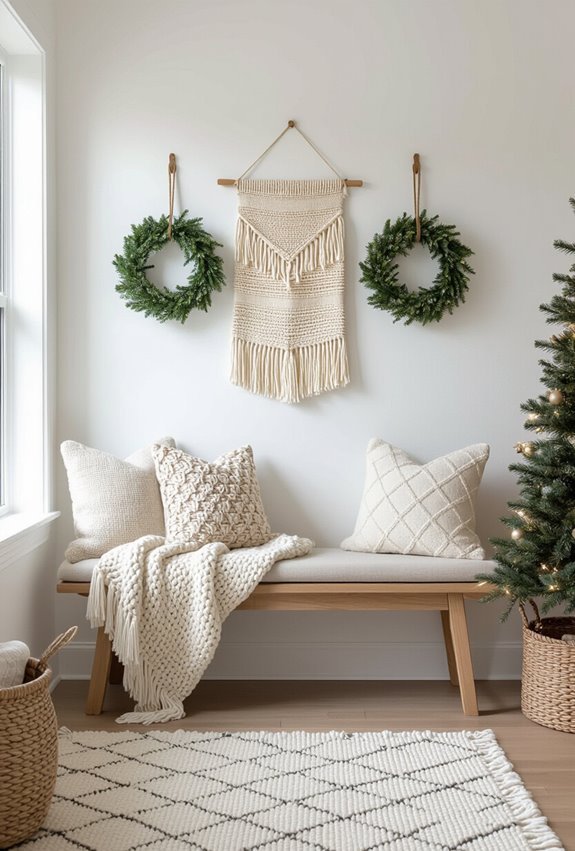layered cozy textured holiday wall