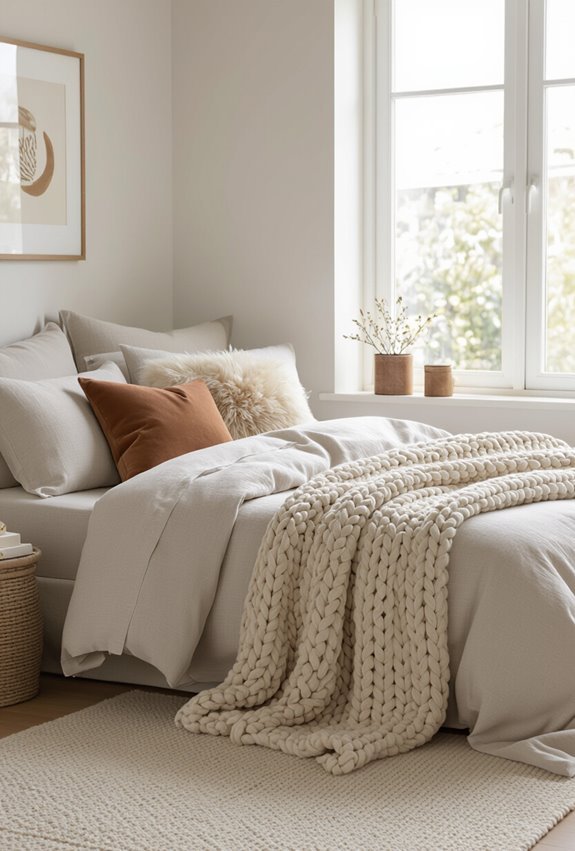 layered cozy textured textiles