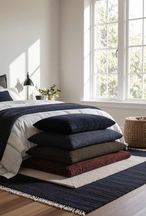 layered dark charcoal rugs