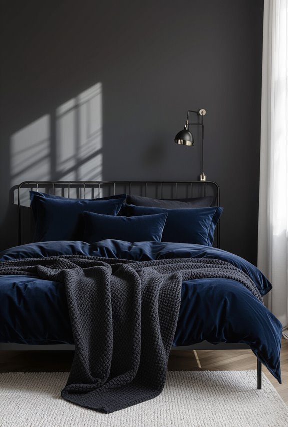 layered dark textiles for coziness