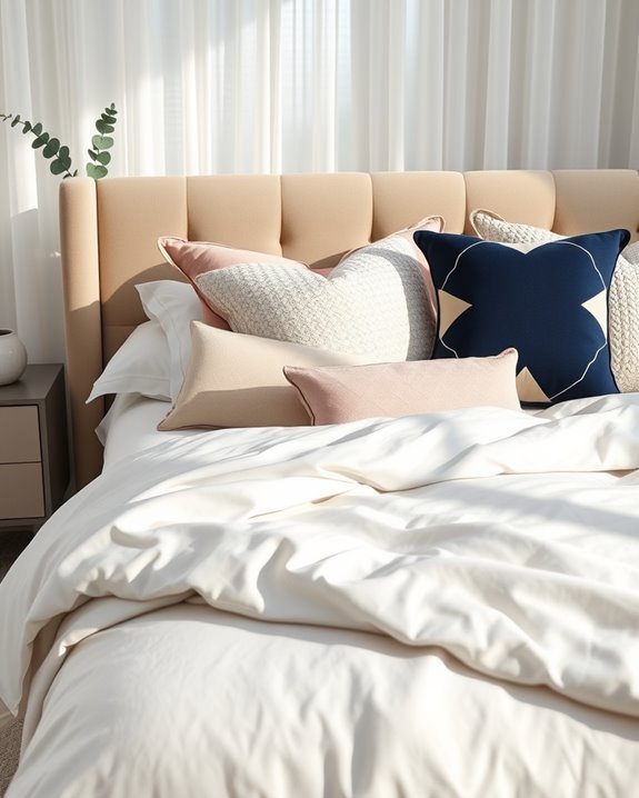 layered decorative pillow arrangements