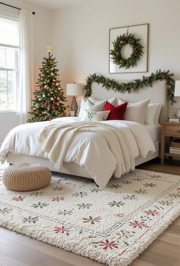 layered festive patterned rugs