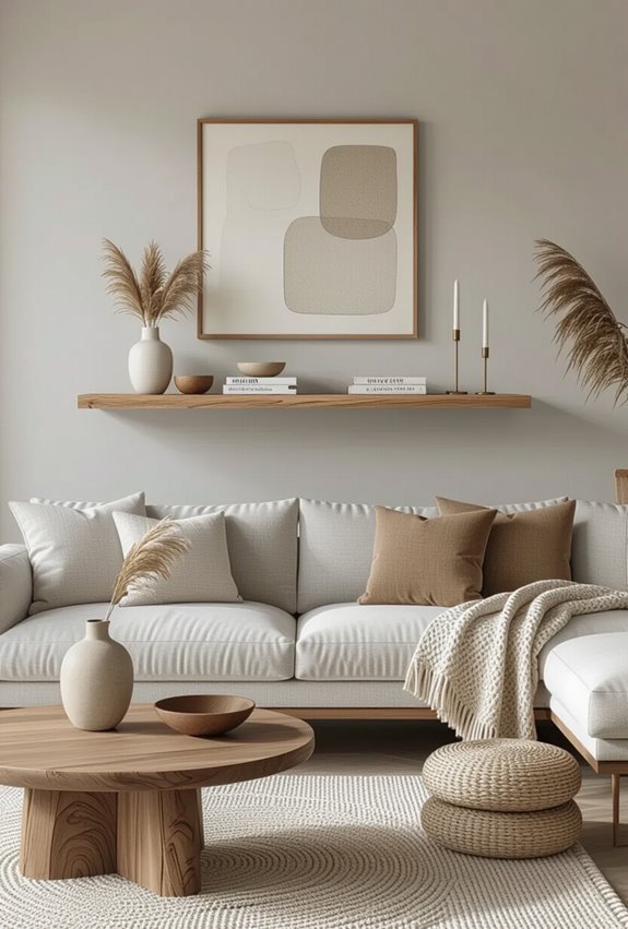layered floating shelf styling