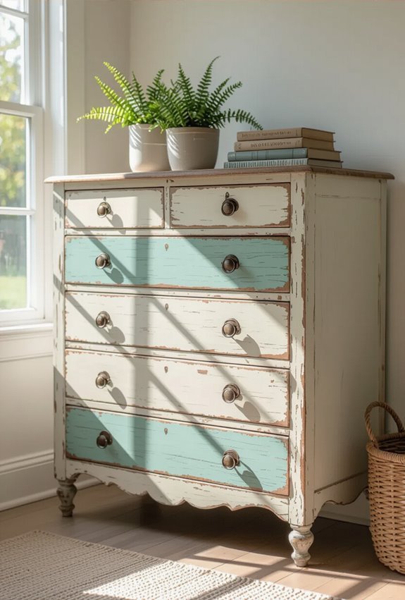 layered glazed vintage distressed chest