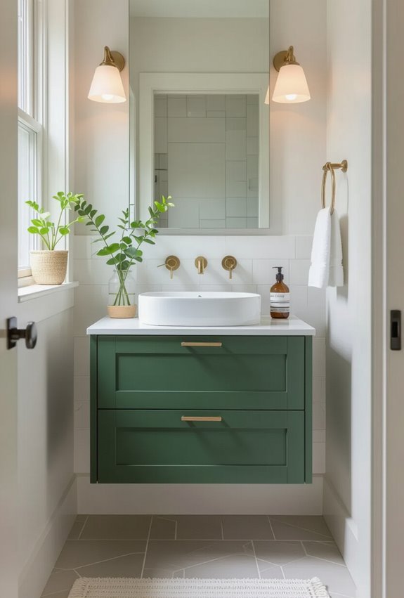 layered greens expand compact bathrooms