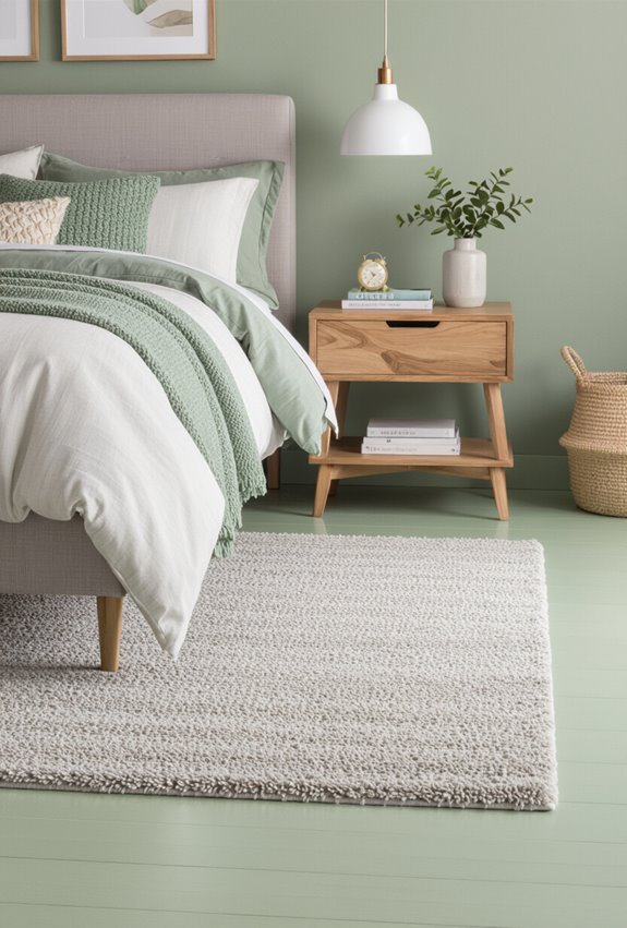 layered grey rugs sage floors