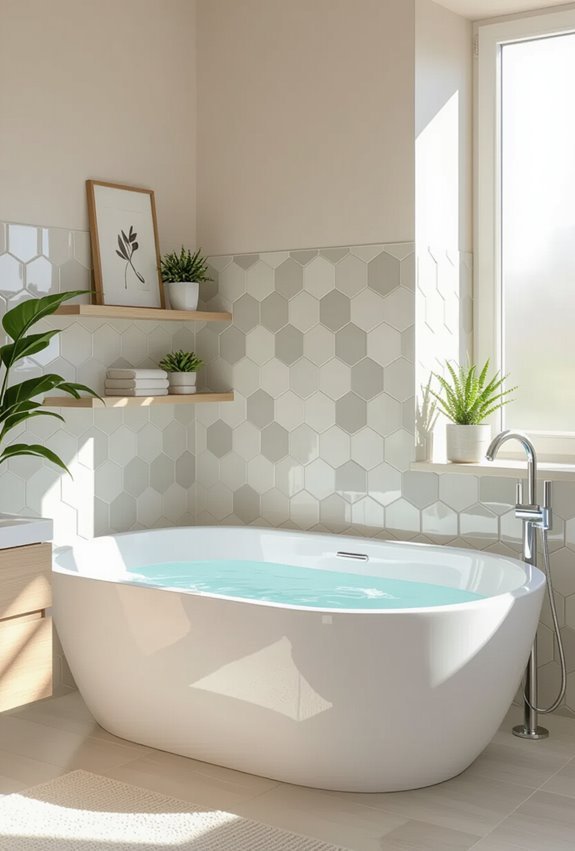 layered hexagons with gradient grout