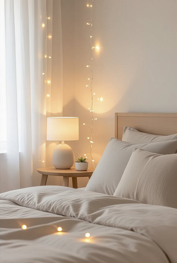 layered lamps and fairylights