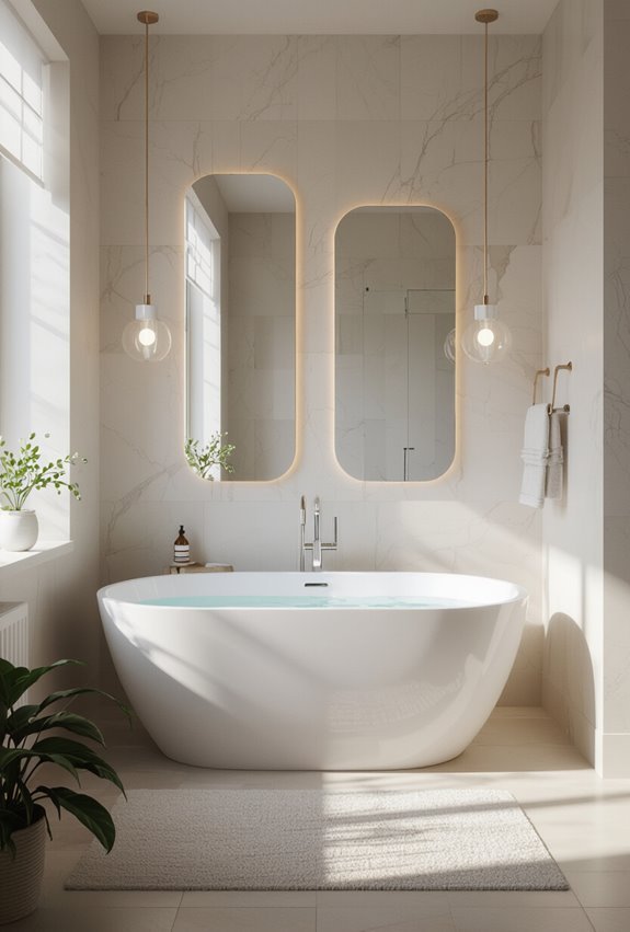 layered mirrors expand bathroom space