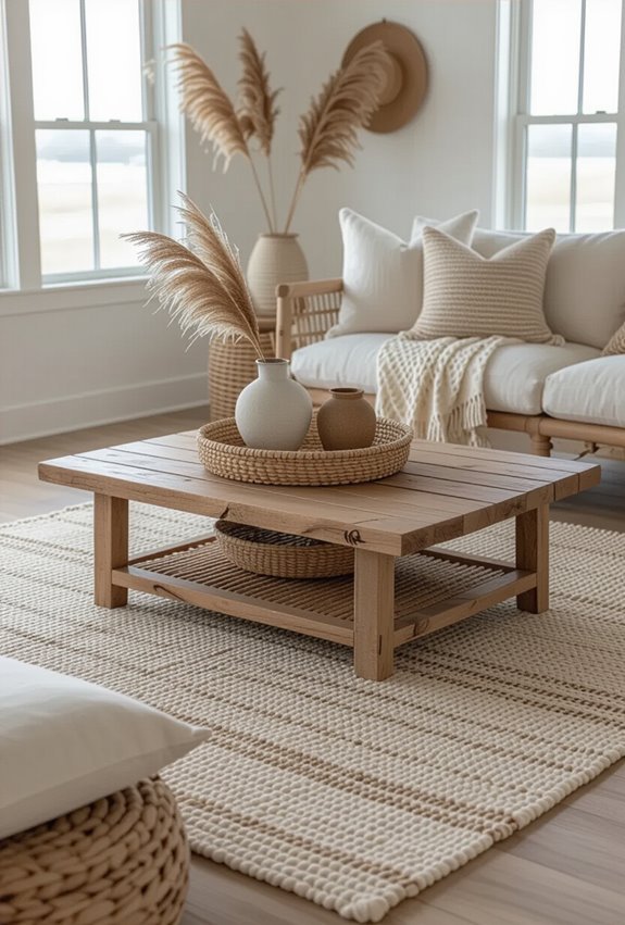 layered natural rugs anchor