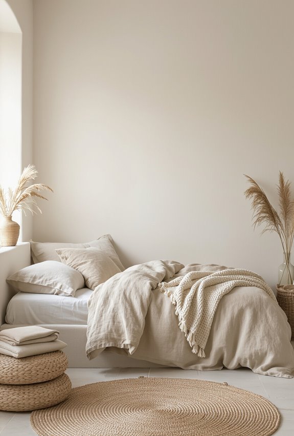 layered natural texture calming bedding