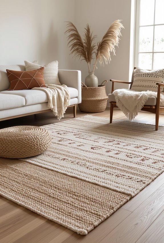 layered natural textured rugs