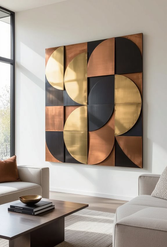 layered oxidized geometric metalwork
