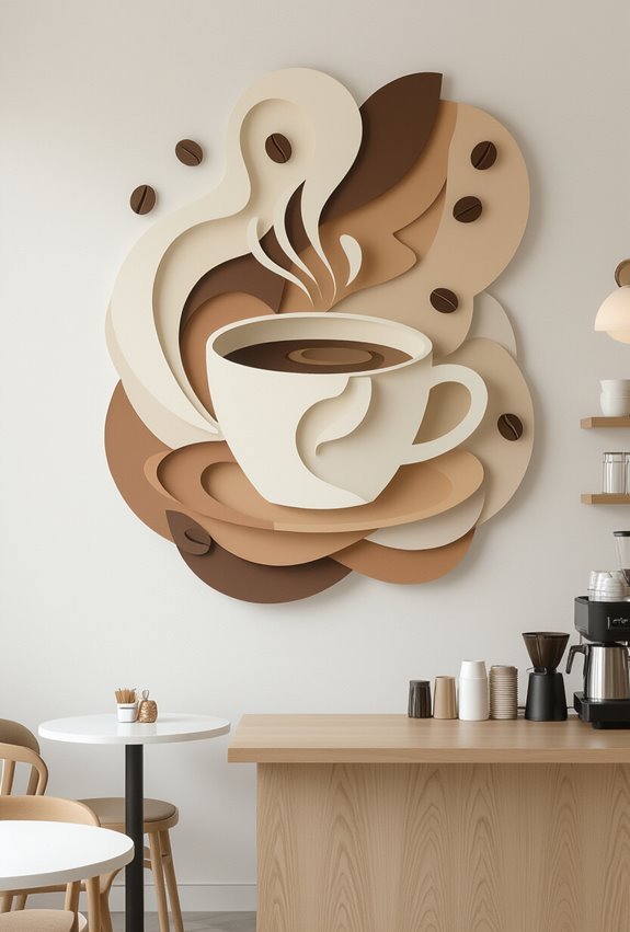 layered paper coffee art