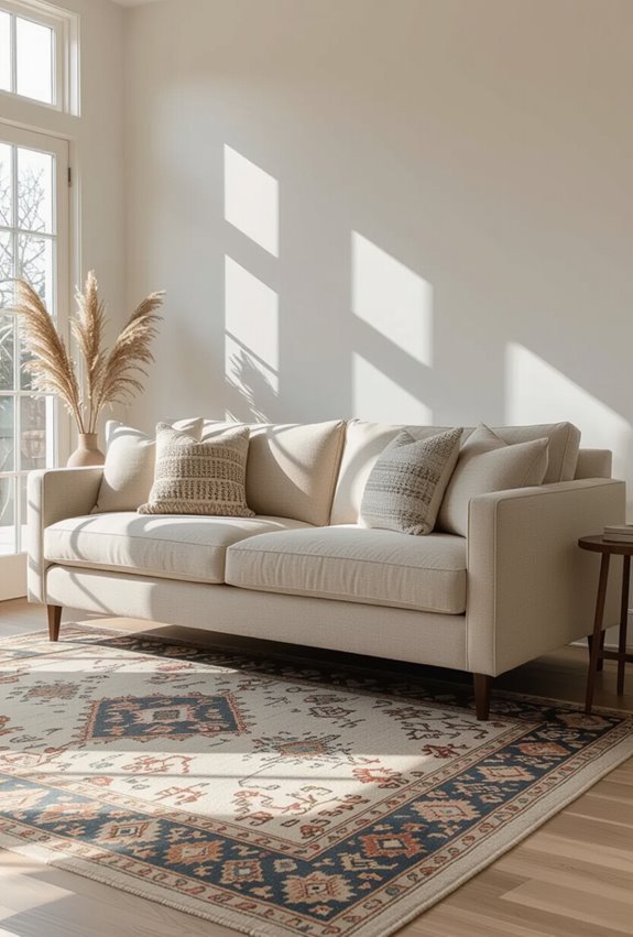 layered patterned rugs energize