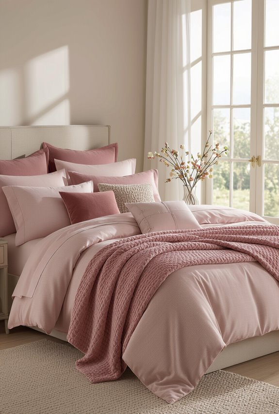 layered pink textured bedding