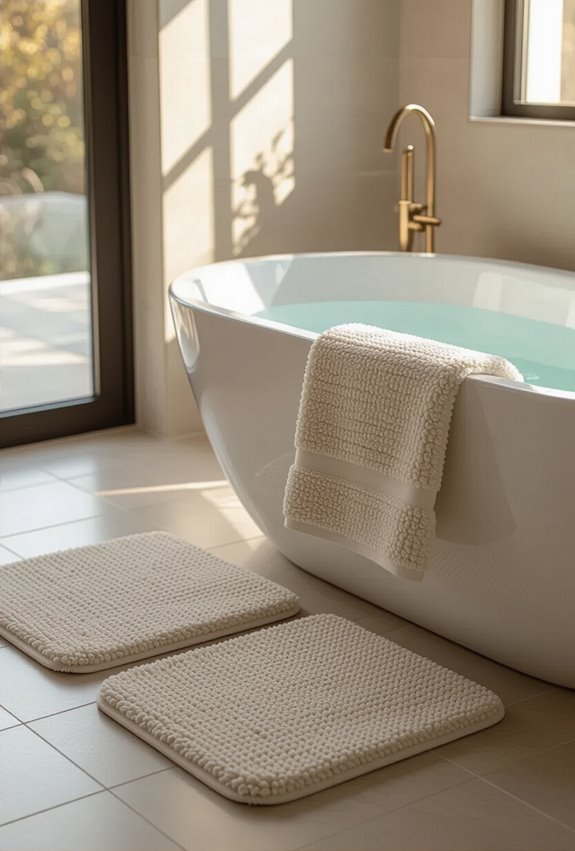 layered plush bath mats