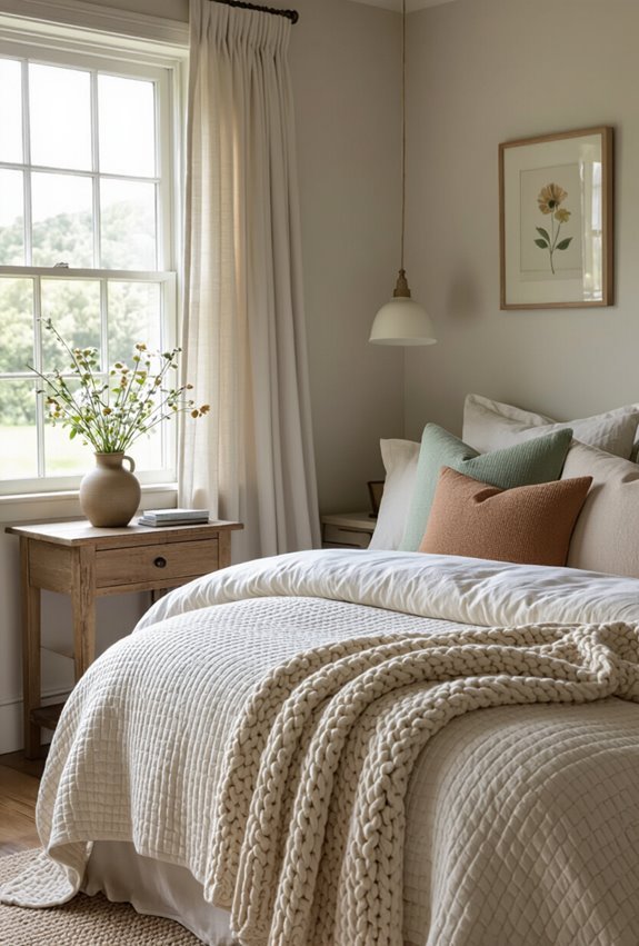 layered quilts vintage lamps