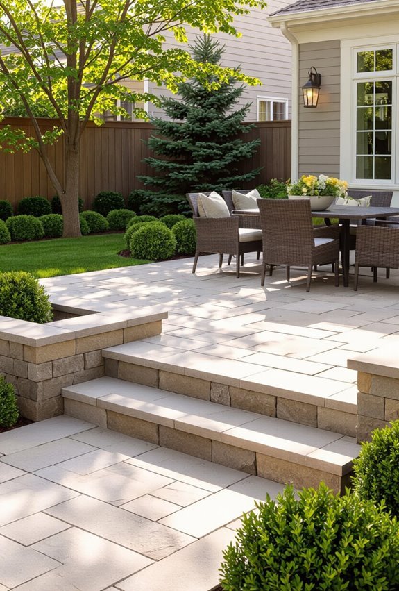 layered raised paver terraces
