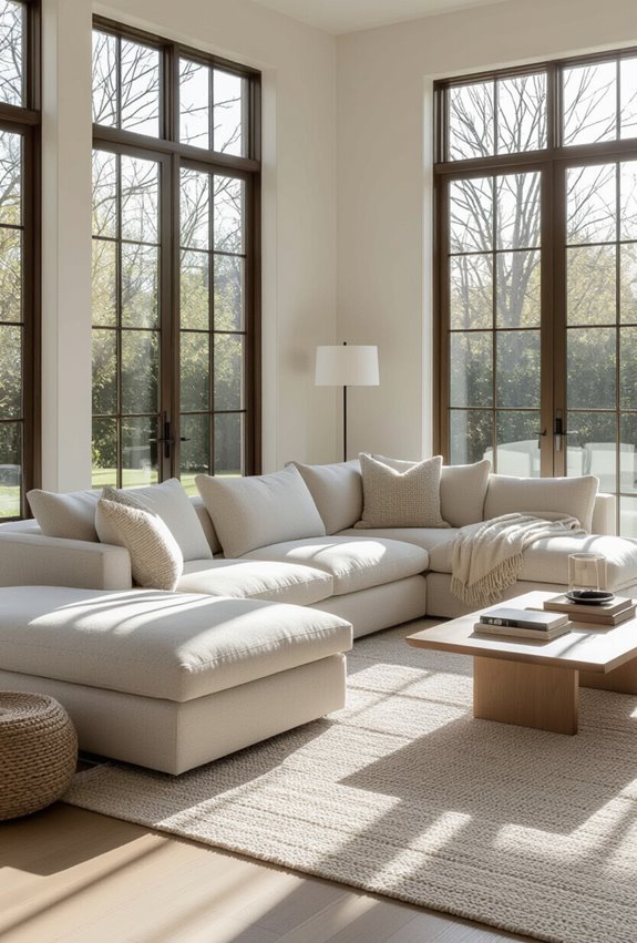 layered rugs define seating zones