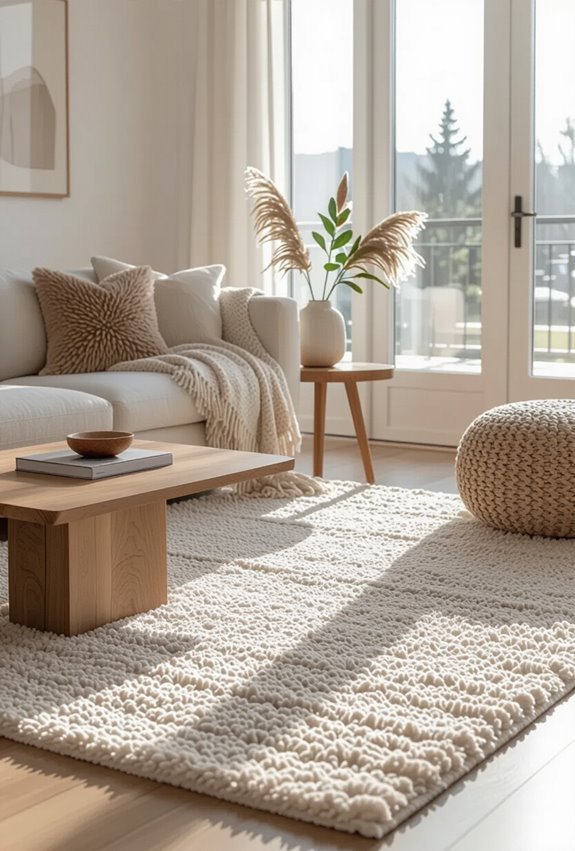 layered rugs define zones