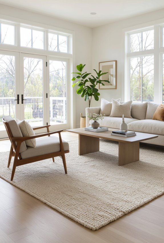layered rugs define zones