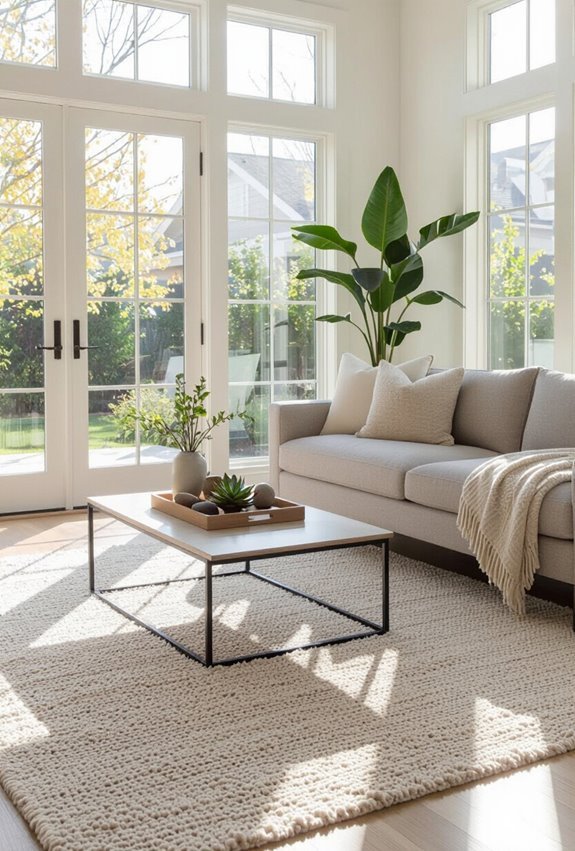 layered rugs define zones