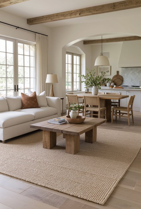 layered rugs define zones