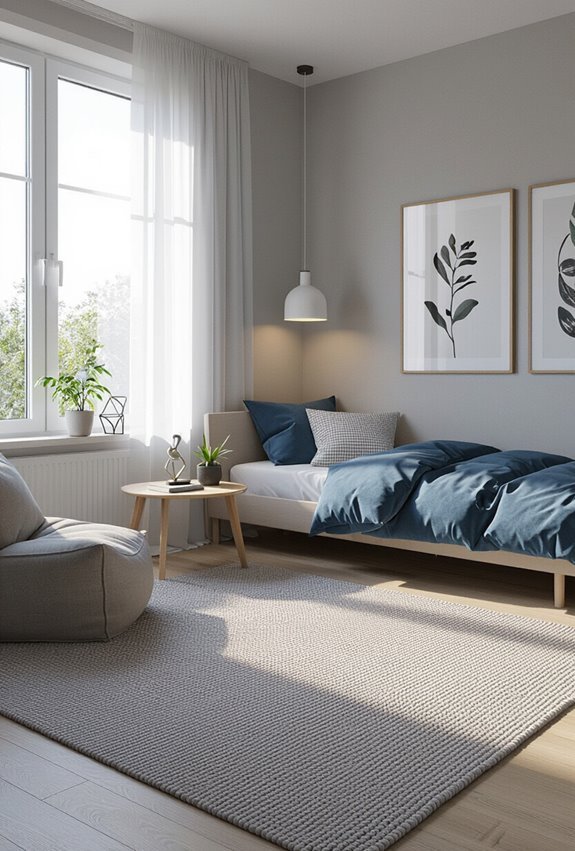 layered rugs define zones