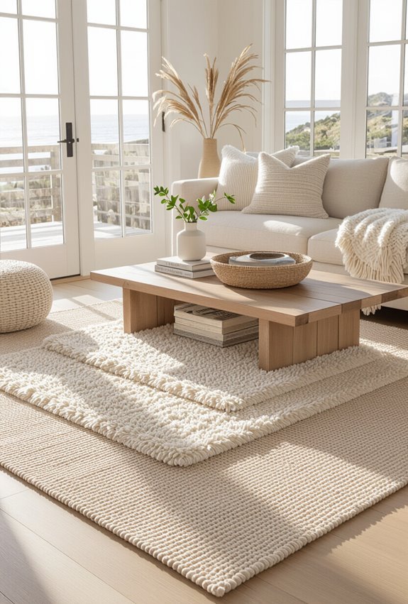 layered rugs for warmth