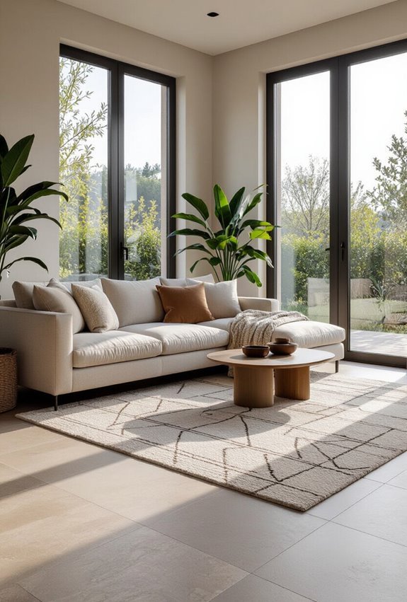 layered rugs over tile