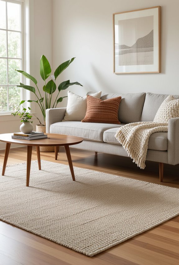 layered rugs soften lines