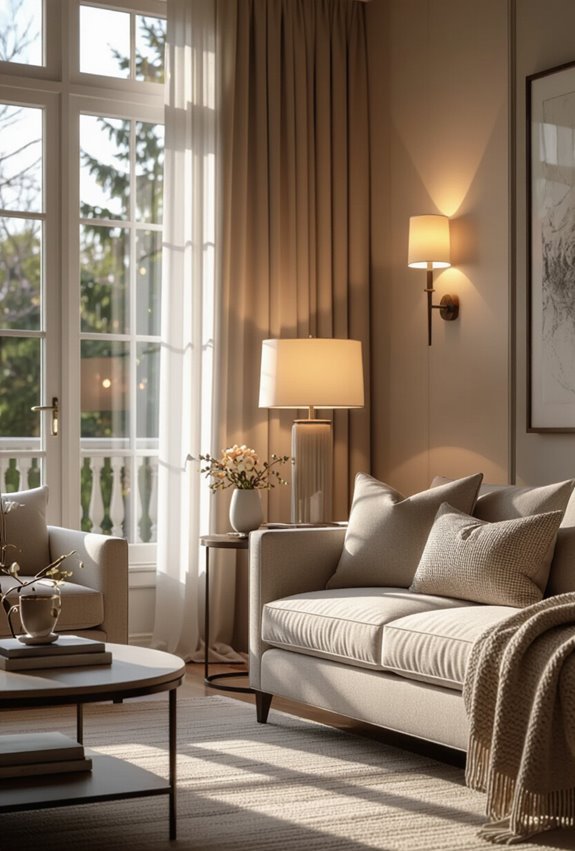 layered sconces and lamps