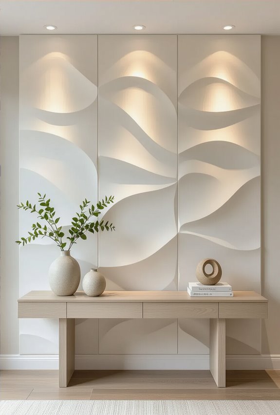 layered sculptural textured wall panels