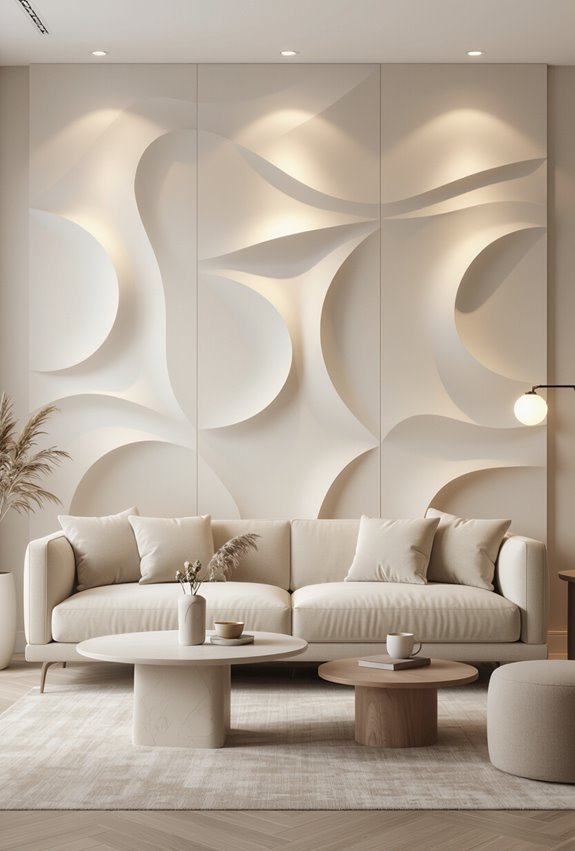layered sculptural textured wall panels