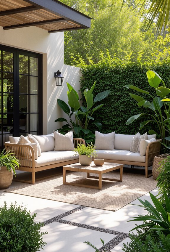 layered seasonal outdoor rugs