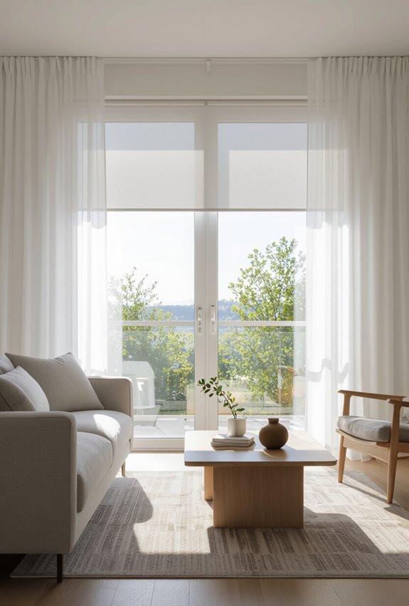 layered sheer roman shades