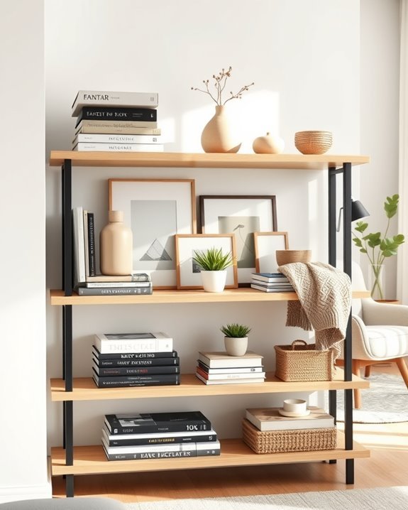 layered shelving enhances decor