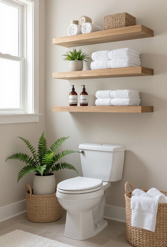 layered staggered floating shelves