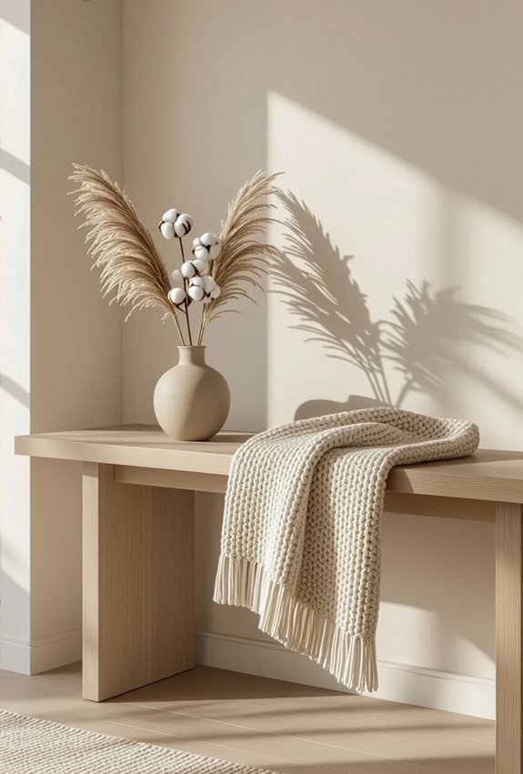 layered textured fabrics soften entrance