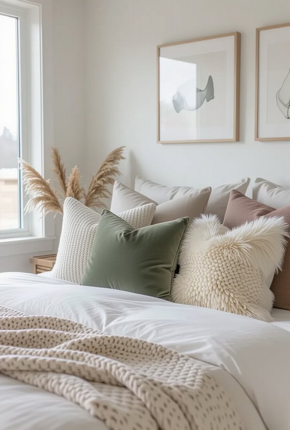 layered textured mixed pillows