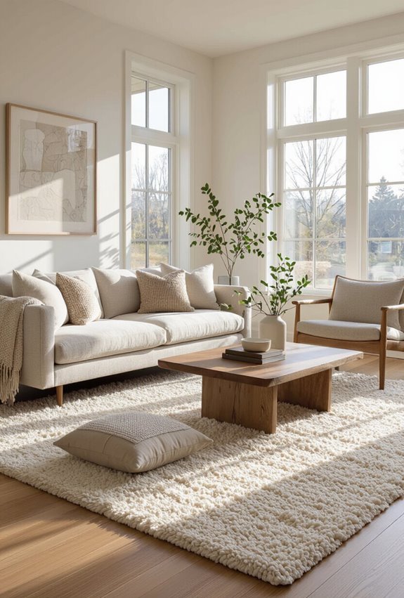 layered textured rugs create warmth