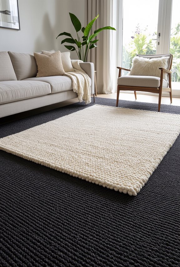 layered textured rugs for warmth