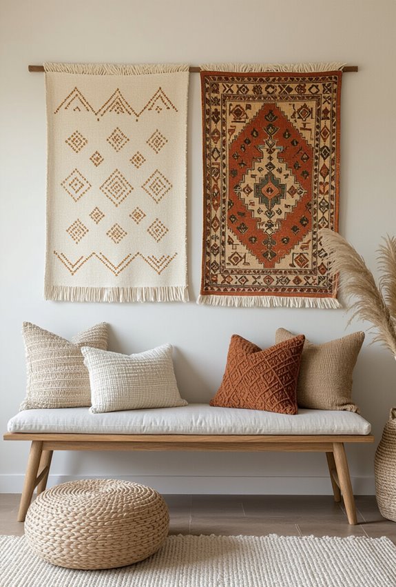 layered textured tapestry wall art