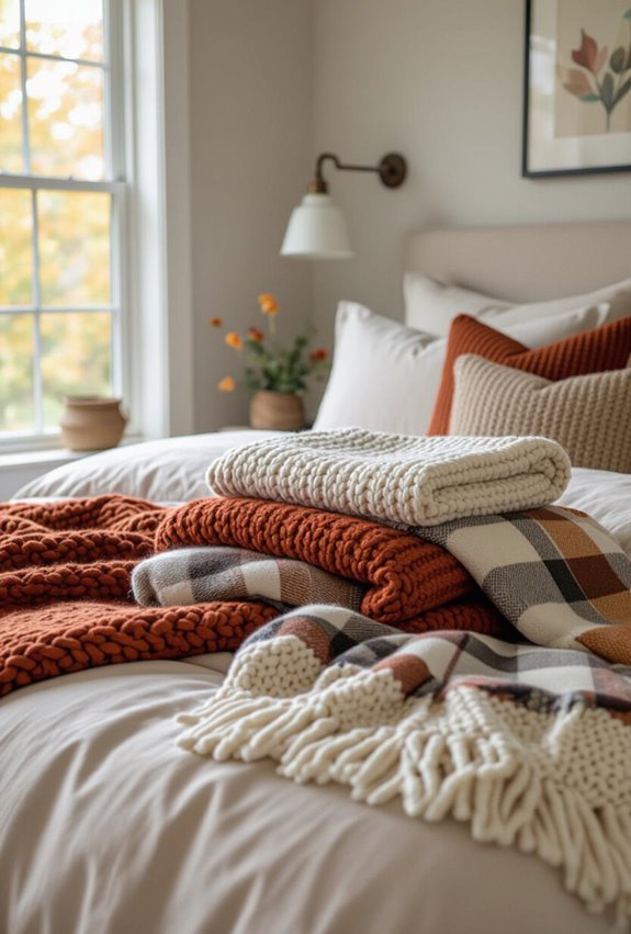 layered textured throws for warmth