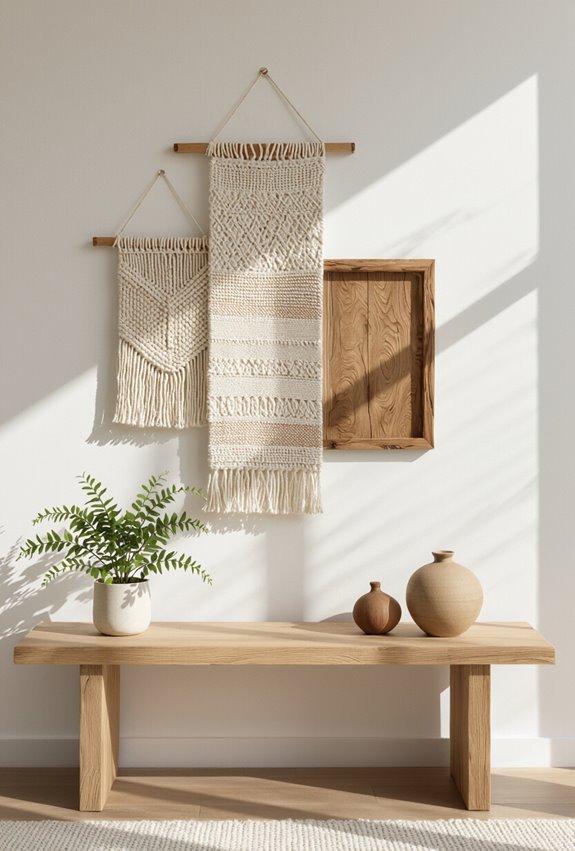 layered textured wall hangings