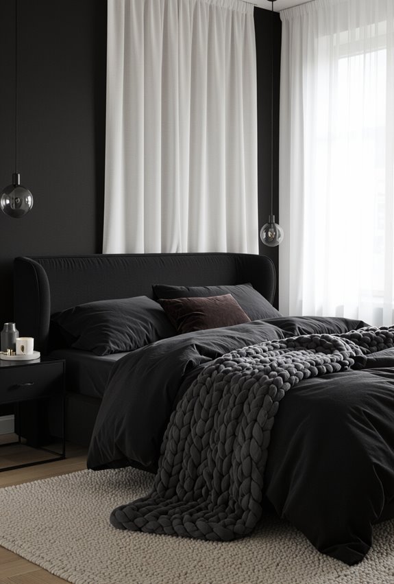 layered textures soften black interiors