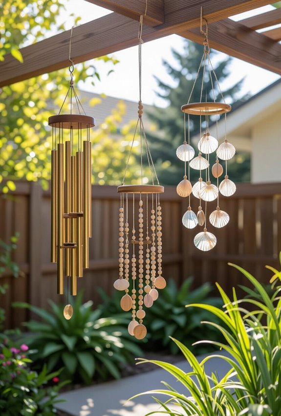 layered tinkling chimes and mobiles