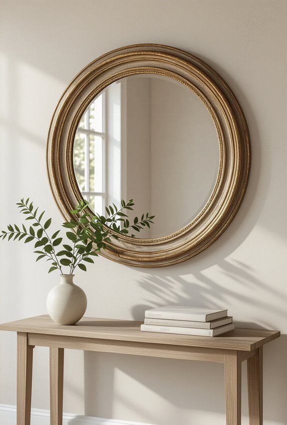 layered vintage round mirrors