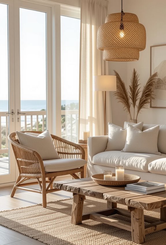 layered warm coastal lighting
